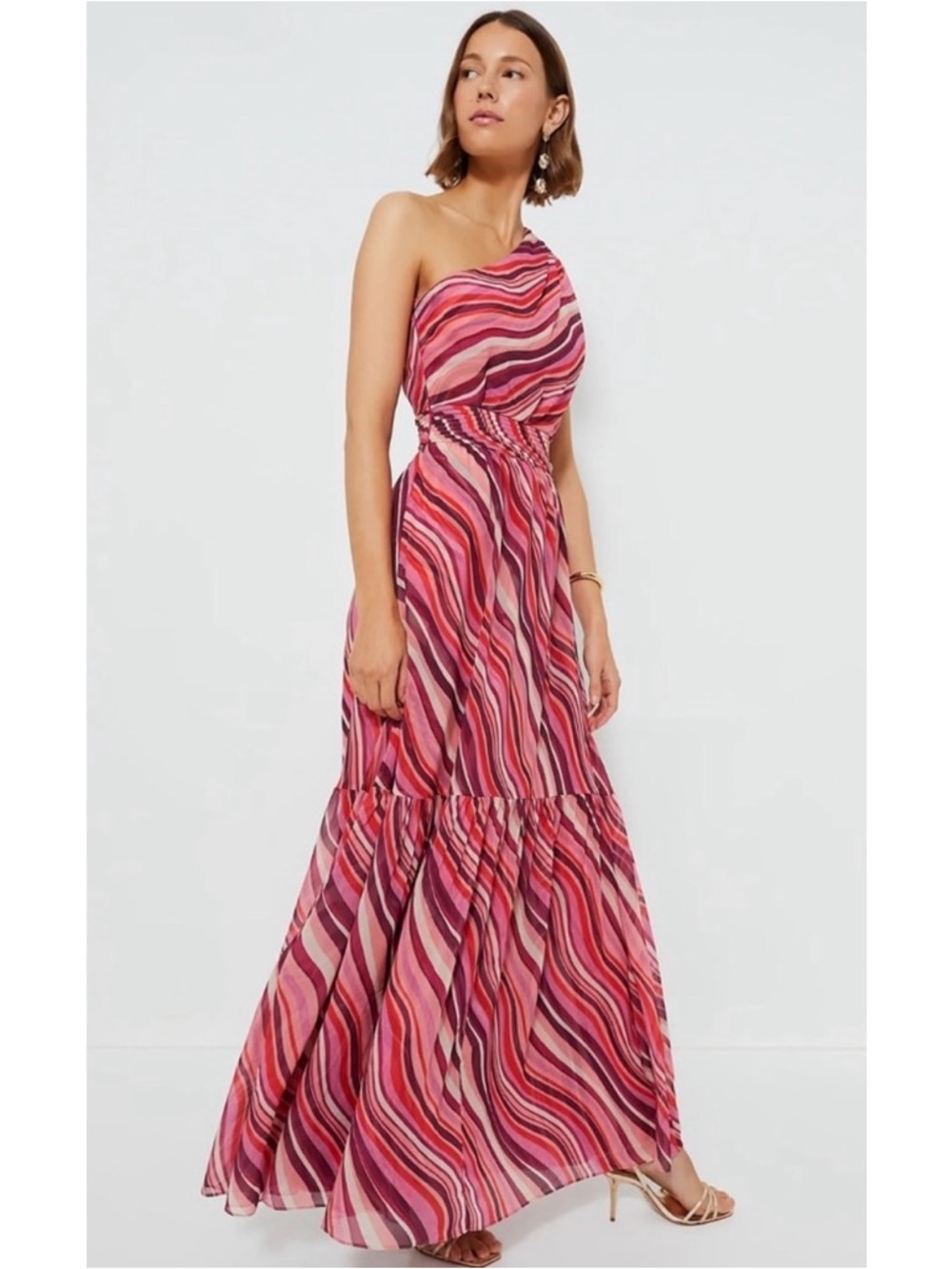 Tuckernuck Sunset Stripe Cadiz Dress in Pink Swirl Sz Small NWT